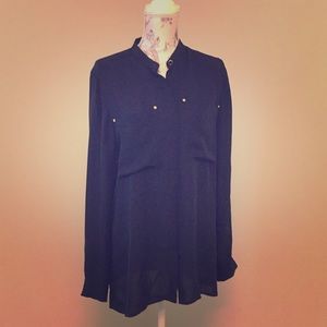 Michael Kors silk deep navy blue blouse